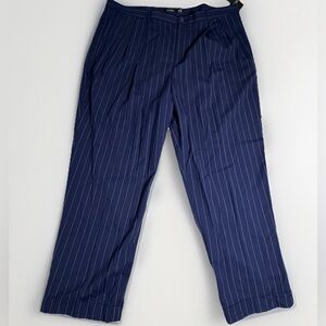 Lauren Ralph Lauren Navy Pinstripe Blend Pants 22 W Slim Fit Trouser NWT Classy